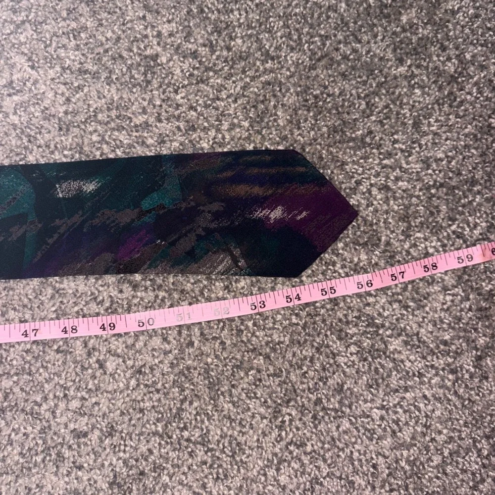 Boa-Boa Abstract Necktie Mens OS Purple Teal Excellent Vintage Viscose Tie